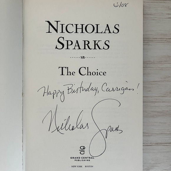 The Choice by Nicholas Sparks, Hardcover, Autographed Copy - Picture 3 of 4